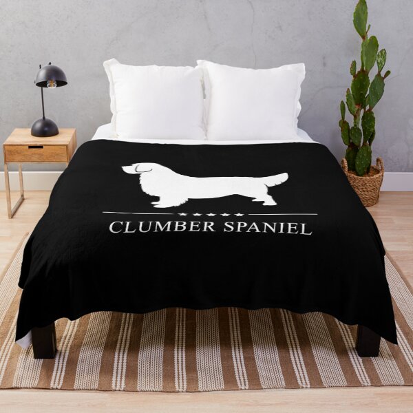 Clumber Spaniel White Silhouette Throw Blanket