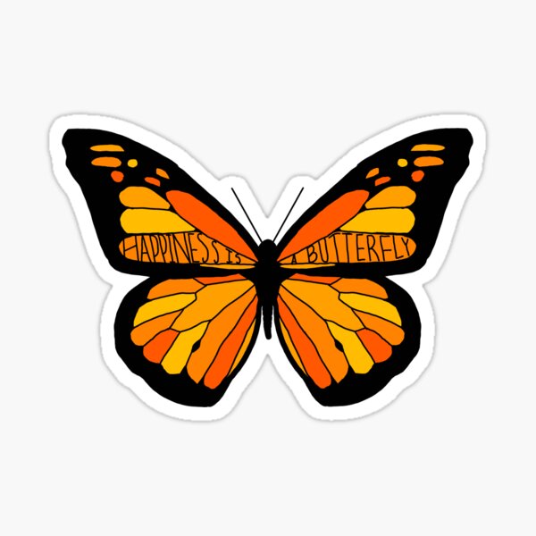 Happiness is a Butterfly (Orange) Sticker