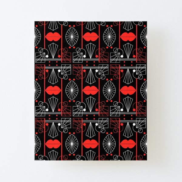 Graphic Art Deco Lips Canvas Mounted Print