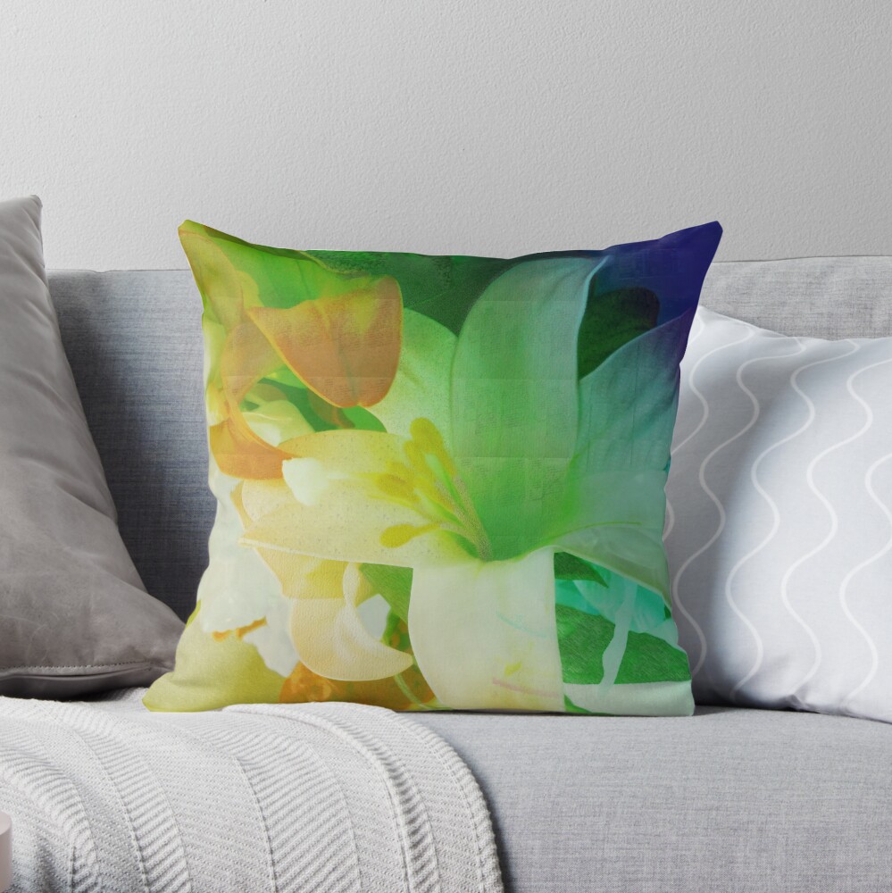 Texturized Flowers Throw Pillow