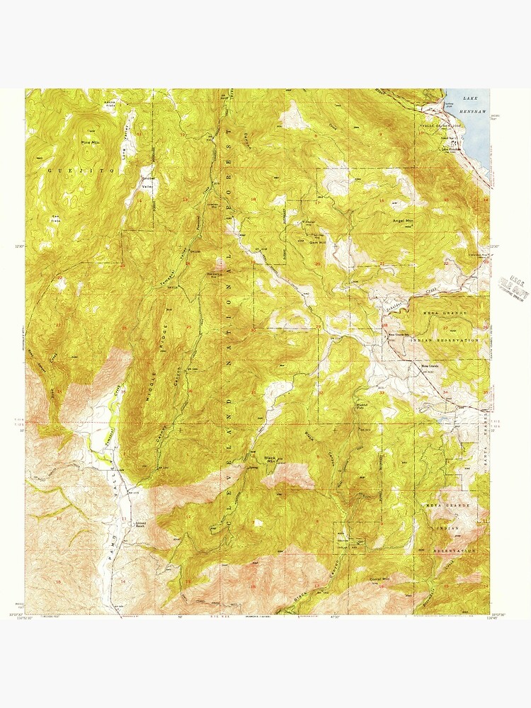 "Mesa Grande, CA from 1948 Vintage Map High Quality" Pin by