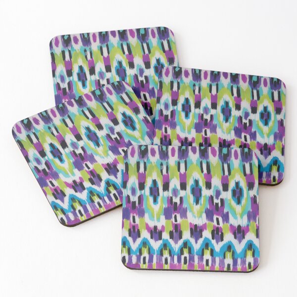 Item preview, Warp Ikat Stripe in Turquoise, Purple and Green designed and sold by Leslie Rogers Todder.