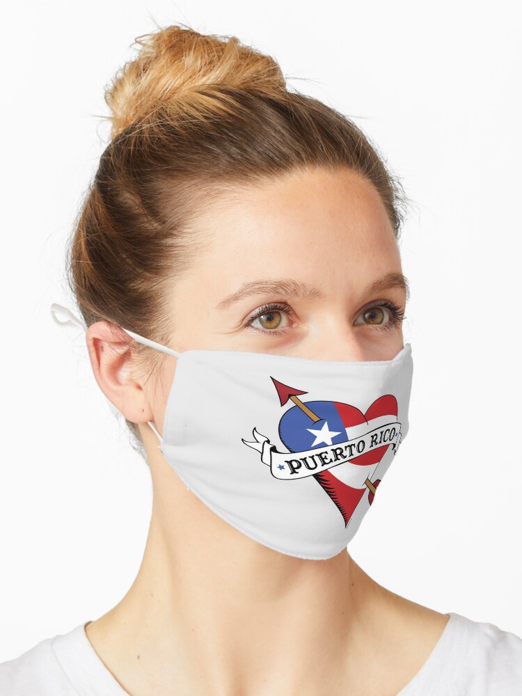 Puerto Rico Flag Tattoo Heart Mask By Puffyp Redbubble