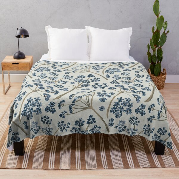 Item preview, Shades of Blue Watercolor Stem Caraway Floral Pattern designed and sold by StudioPosies.