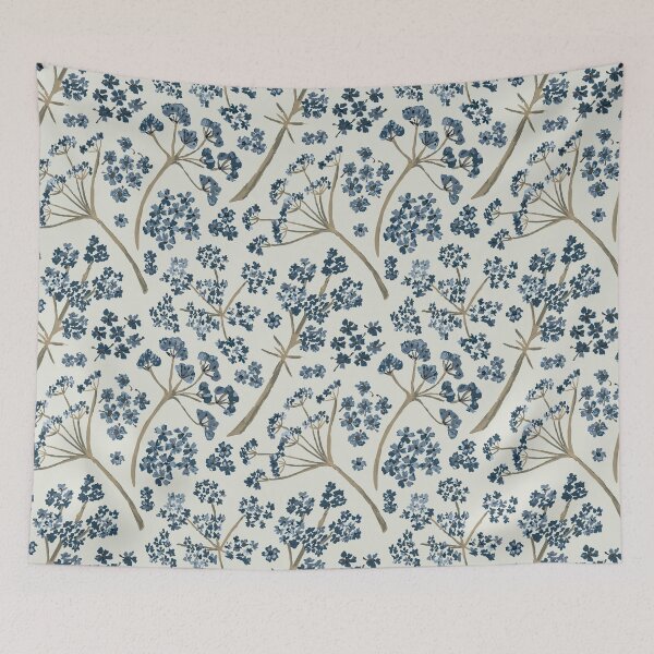 Item preview, Shades of Blue Watercolor Stem Caraway Floral Pattern designed and sold by StudioPosies.