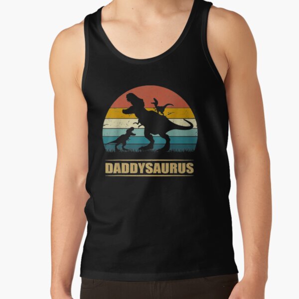Daddy Dinosaur Daddysaurus 2 Two kids Gift For Dad Tank Top