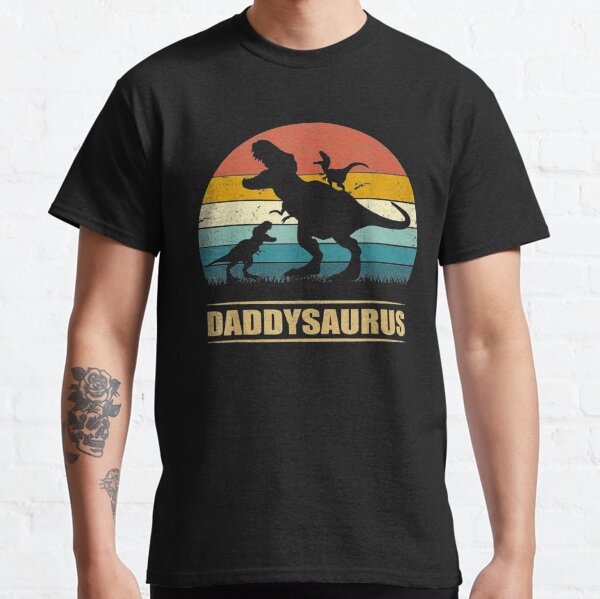 Daddy Dinosaur Daddysaurus 2 Two kids Gift For Dad  Classic T-Shirt