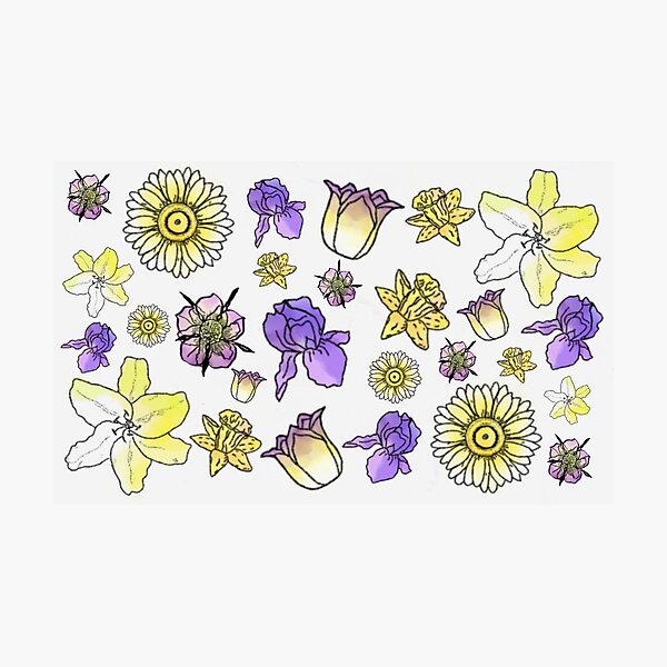 Item preview, Purple and Yellow Floral Print designed and sold by DarlingDesign.