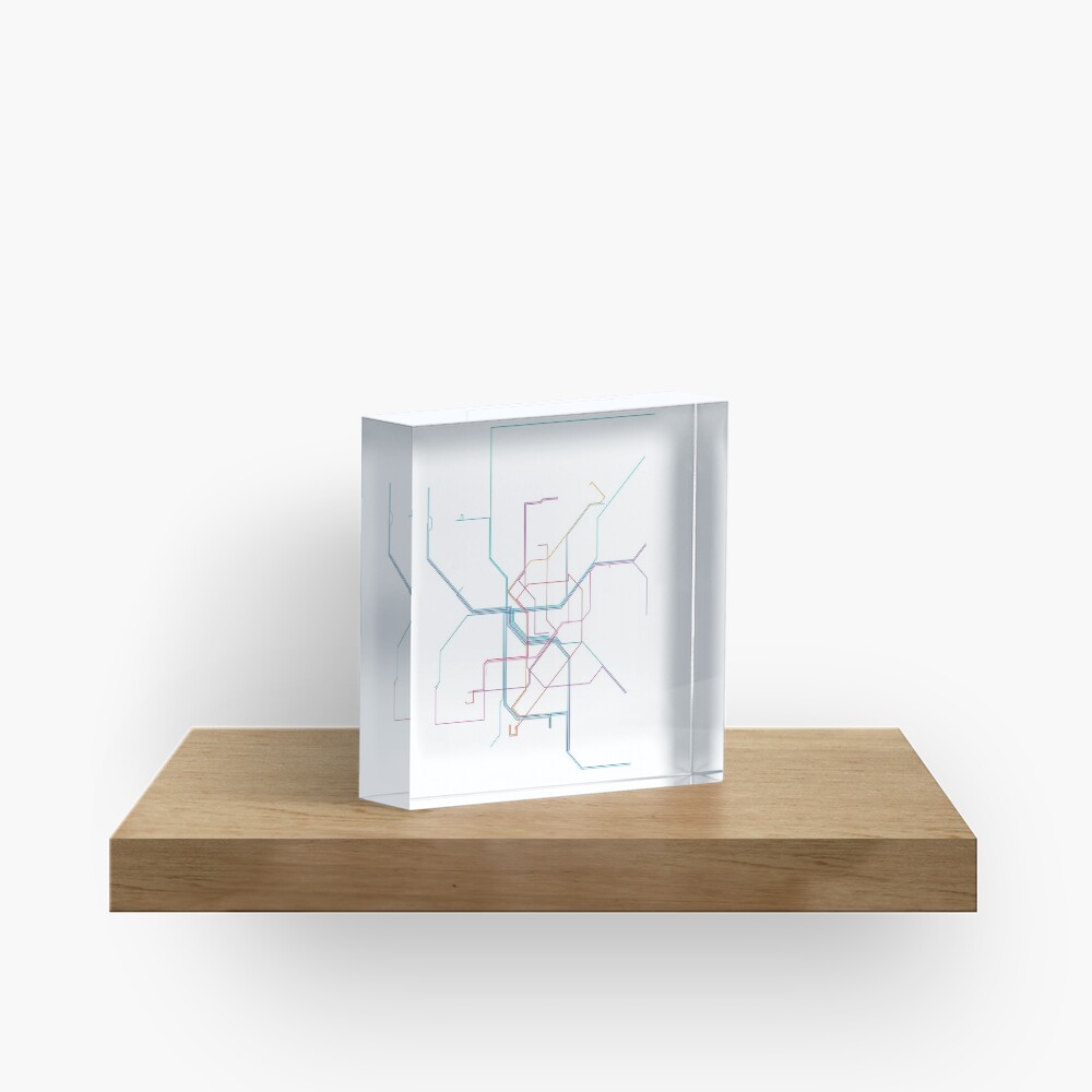 Düsseldorf Rail Map Acrylic Block