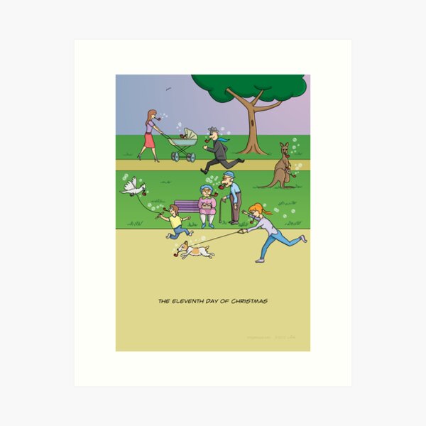 The Eleventh Day of Christmas (11 Pipers Piping) Art Print