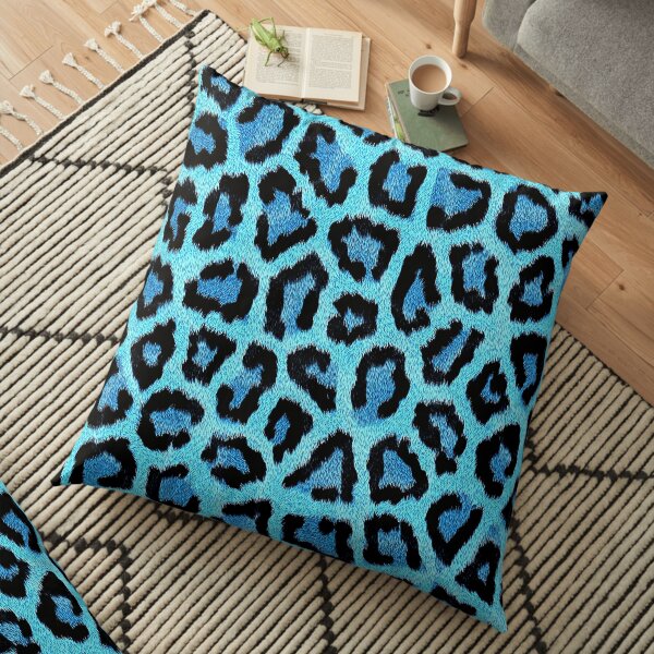 Blue Leopard, cheetah print Floor Pillow
