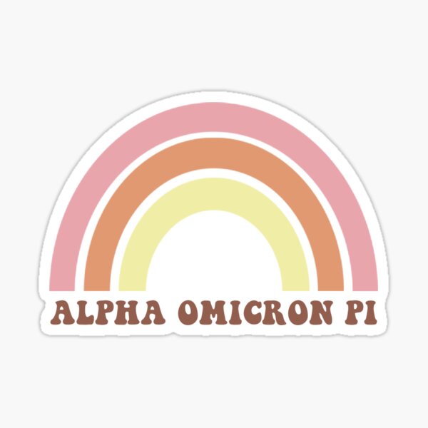 ALPHA OMICRON PI Sorority Retro Rainbow Sticker