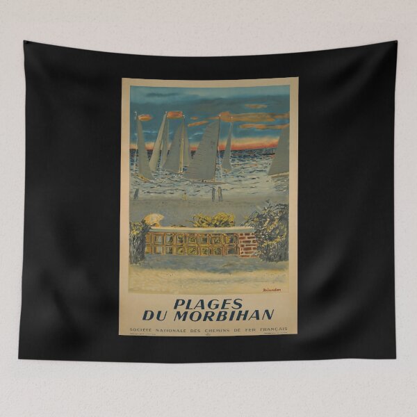 Item preview, Plages du Morbihan vintage travel poster designed and sold by stickart-marek.