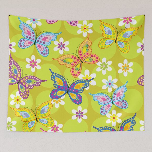 Item preview, Seamless pattern with colored butterflies and flowers. designed and sold by orgus88.