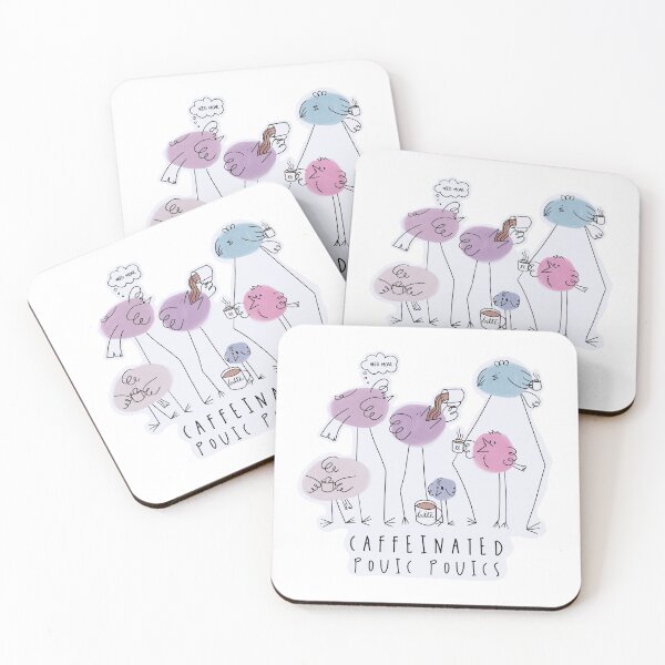 Item preview, Caffeinated Pouic Pouics / Cute Coffee Dates designed and sold by Nathalie Aynié.