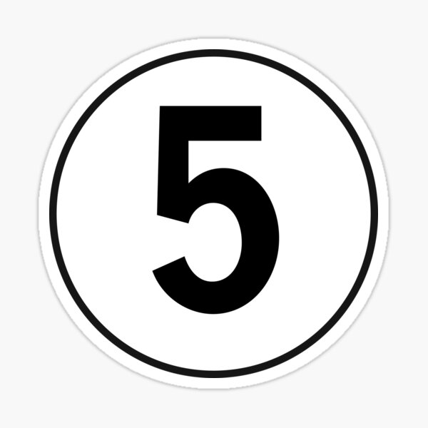 5. 5th. Five. Fifth. Number Five. Number 5. Racing. Competition. On Navy Blue. Sticker