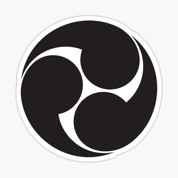 Tomoe, Japan, Japanese, Shinto symbol, Plain & Simple, Black on White. Sticker