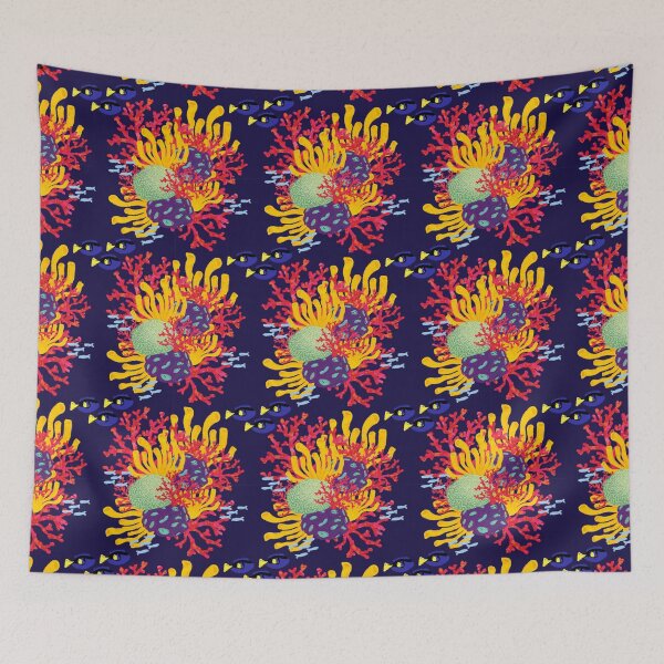 Item preview, Coral Pattern Blue Background designed and sold by Carla Alaimo.