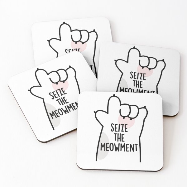 Item preview, Seize The Meowment Positive Cat Pun designed and sold by punnybone.