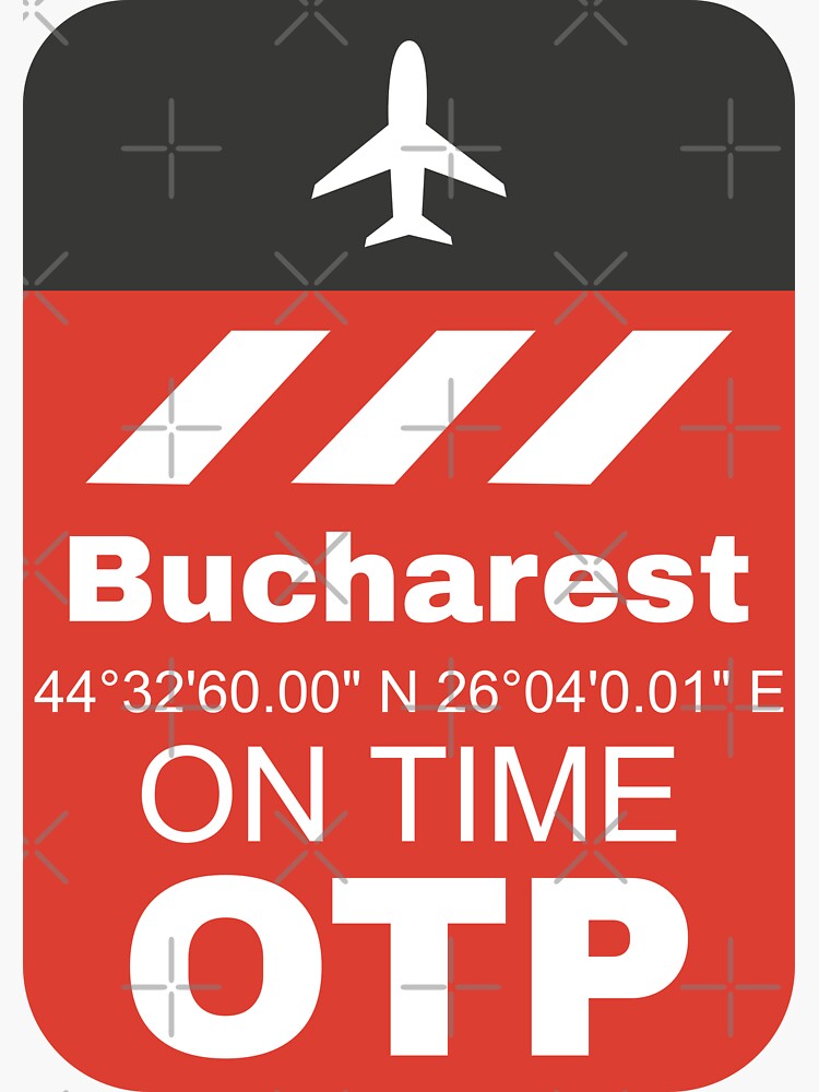 "Airport code OTP Bucharest RED" Sticker by Aviators Redbubble