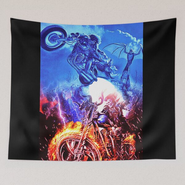 Item preview, Flaming Bike & Demon. Gothic Digital Painting. WallsOfFame designed and sold by WallsOfFameAust.