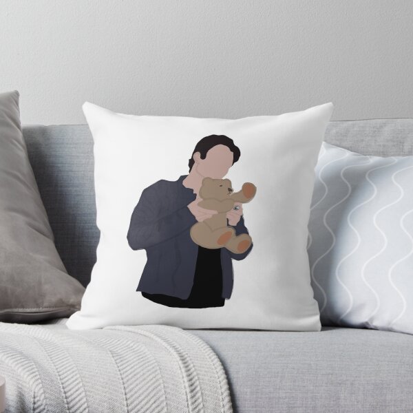 Damon and teddy bear Throw Pillow