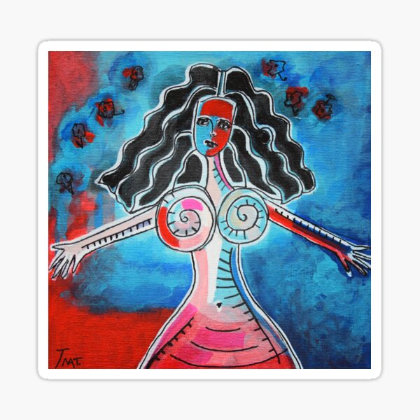 JEUNE FEMME COLOREE HEUREUSE Sticker