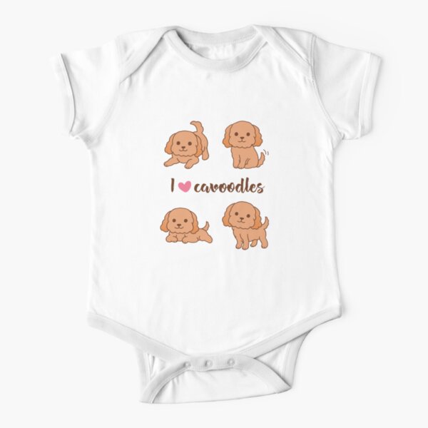 Cavoodle puppies - Purple Pattern Short Sleeve Baby One-Piece