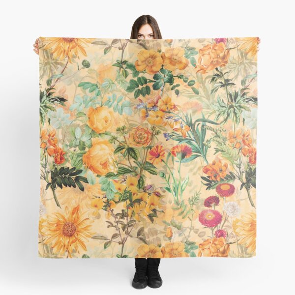 Vintage Botanical Golden Summer Day Botanical Garden Scarf