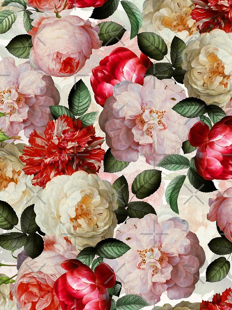 Antique Jan Davidsz. de Heem Lush Roses Flowers shiny colors Pattern by UtArt