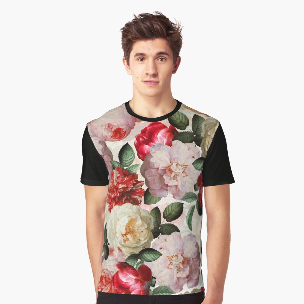 Antique Jan Davidsz. de Heem Lush Roses Flowers shiny colors Pattern Graphic T-Shirt