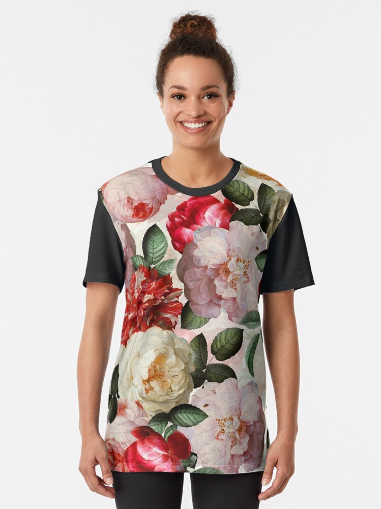 Alternate view of Antique Jan Davidsz. de Heem Lush Roses Flowers shiny colors Pattern Graphic T-Shirt