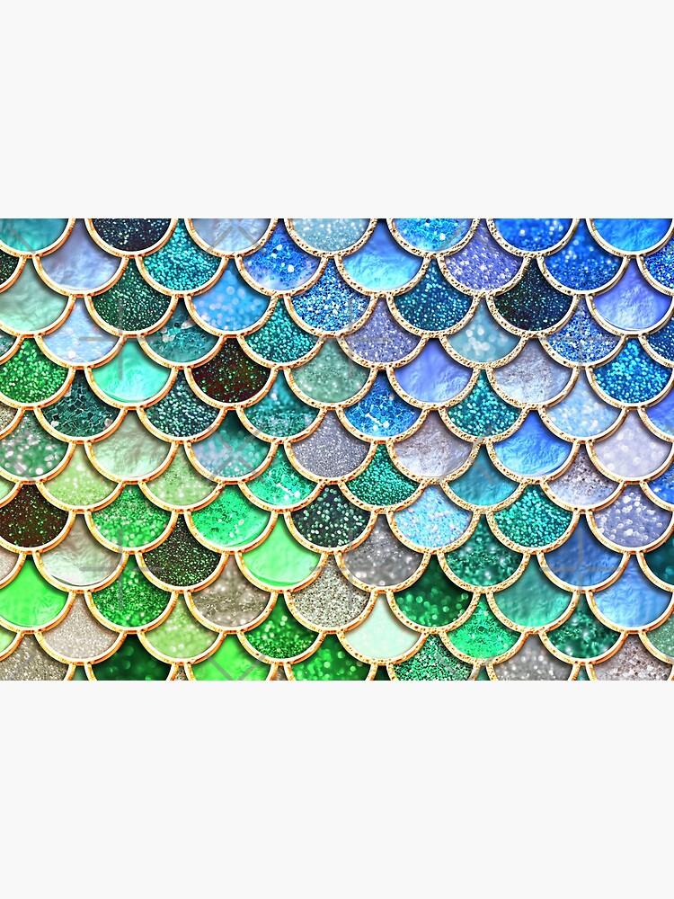 Green and Blue Sparkle Faux Glitter Mermaid Scales by UtArt