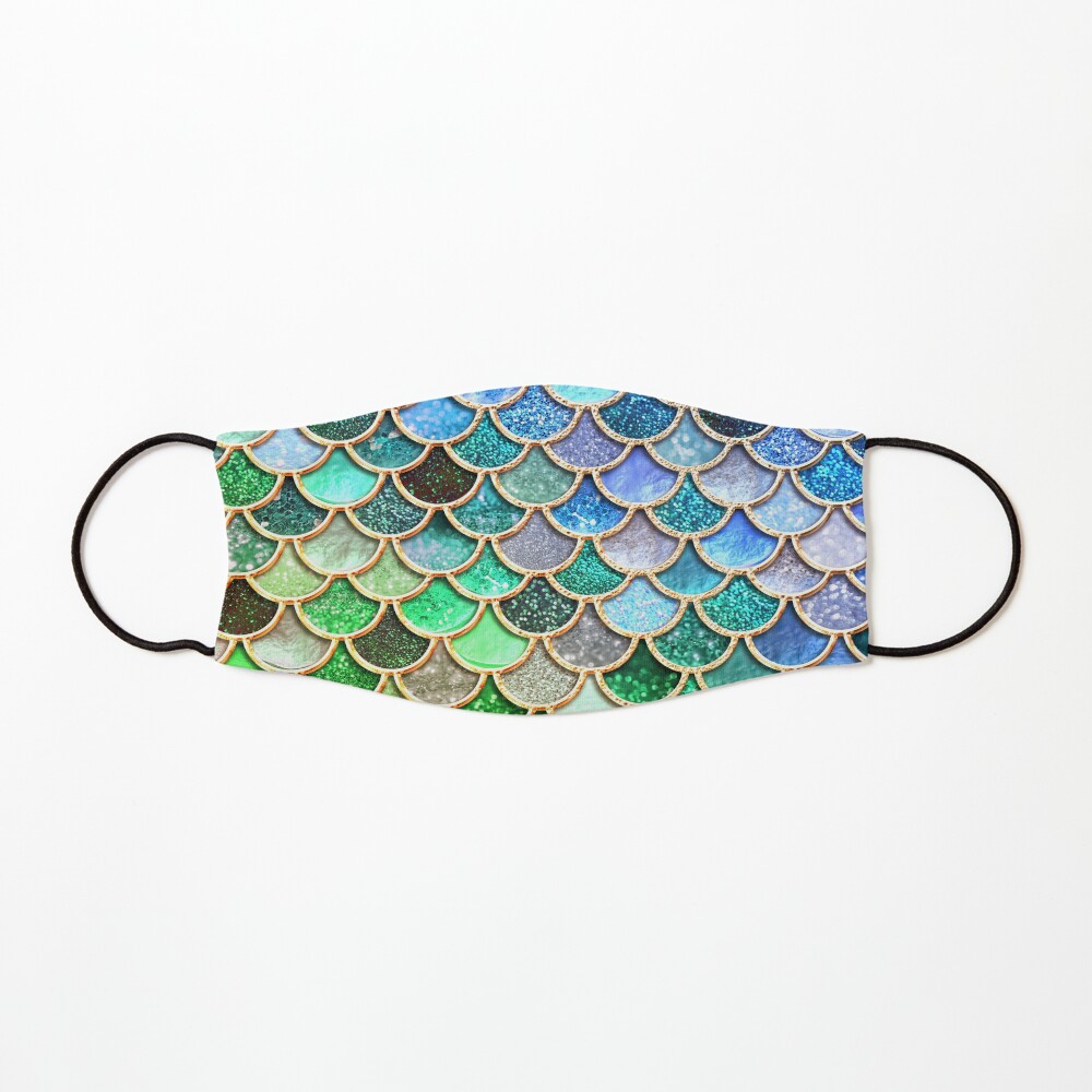Green and Blue Sparkle Faux Glitter Mermaid Scales Mask