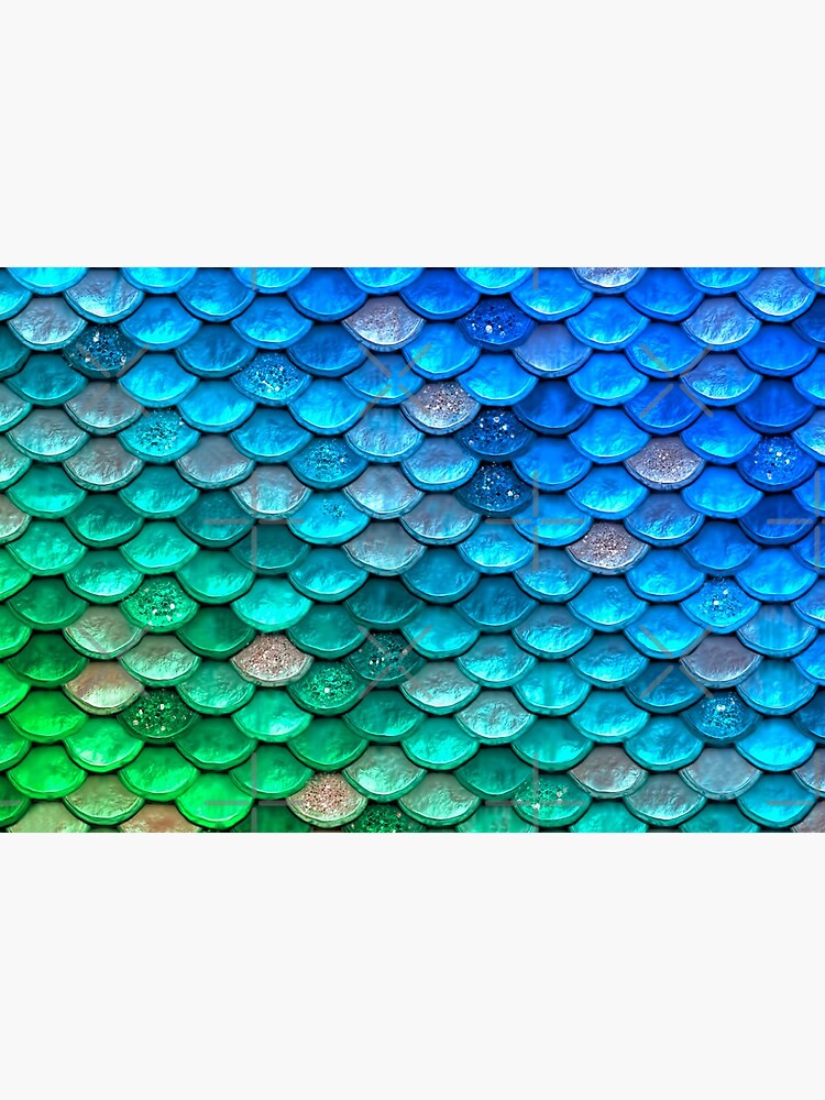 Green and Blue Sparkle Faux Glitter Mermaid Scales by UtArt