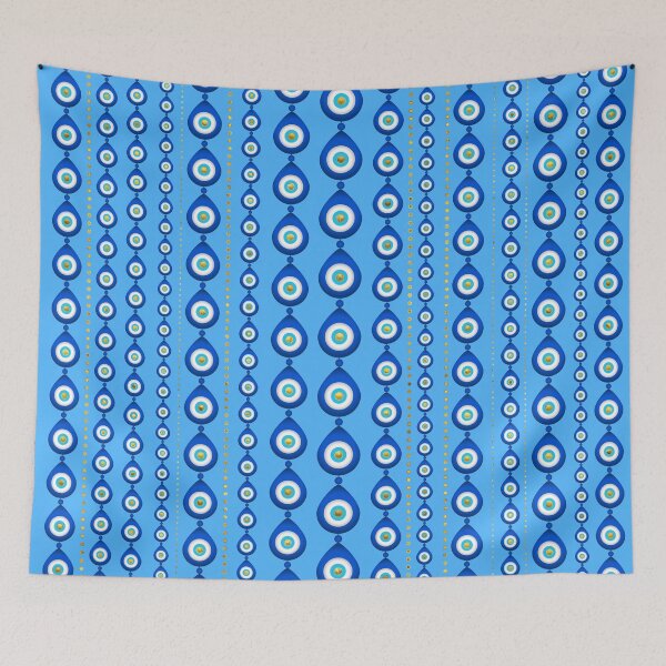 Item preview, Evil Eye pattern - sky blue with golden accents designed and sold by k9printart.