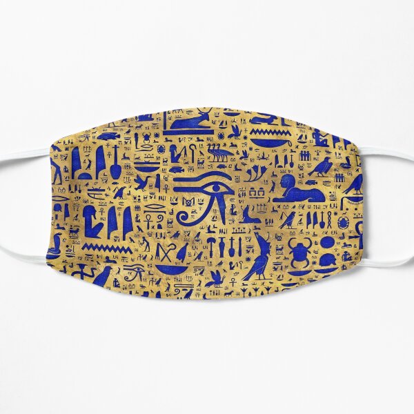 Egyptian hieroglyphic Lapis Lazuli and Gold Flat Mask