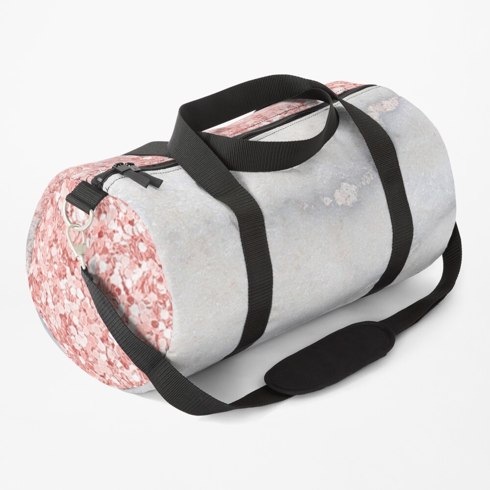 Rosegold Glitter Pink Sparkle Faux Marble Duffle Bag