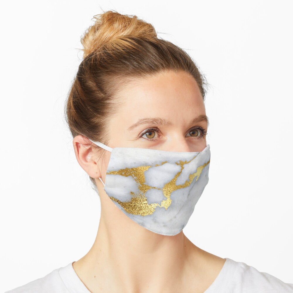 Gold Sparkle Veined Marble Mask