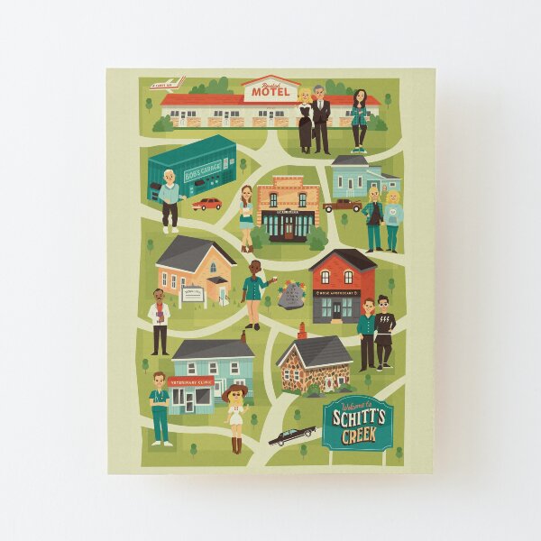 Town map Wood Mounted Print
