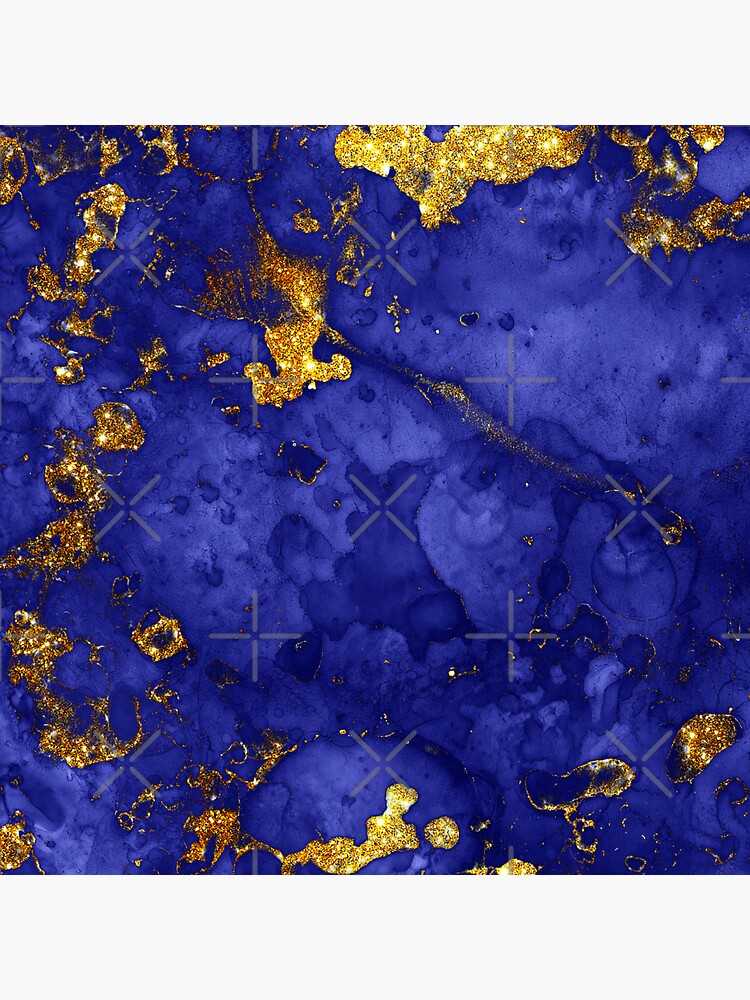 Indigo Blue and Gold veined Marble by MysticMarble
