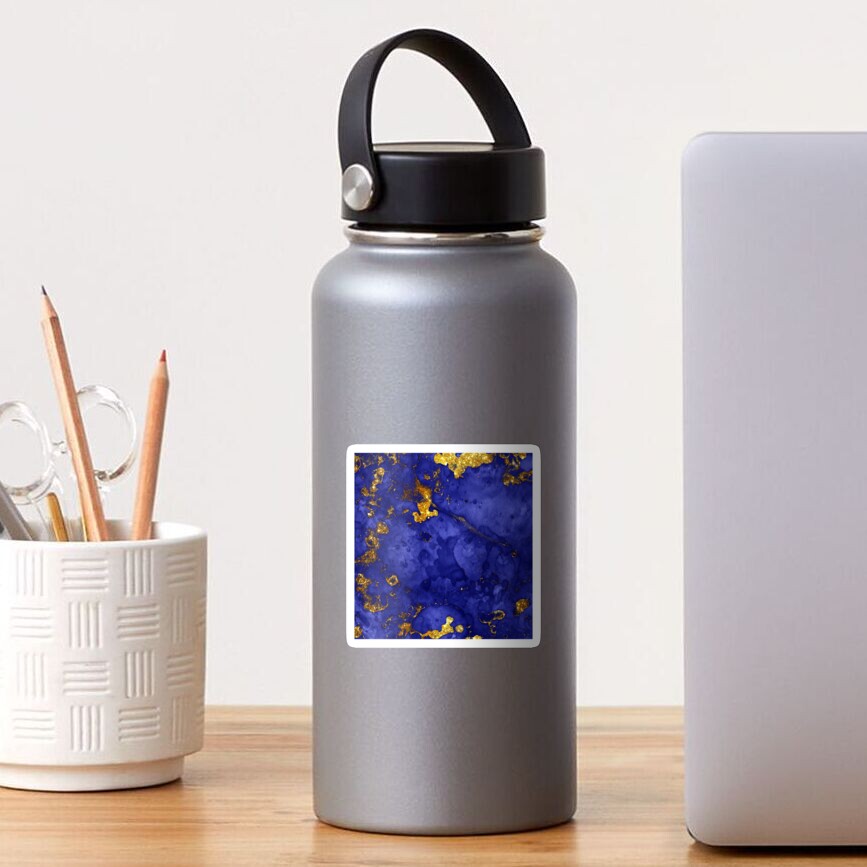 Indigo Blue and Gold veined Marble Sticker