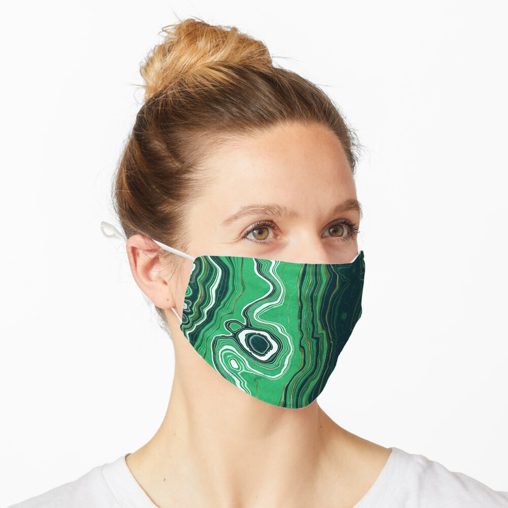 Malachite Green Marble with Gold Veins VI Mask