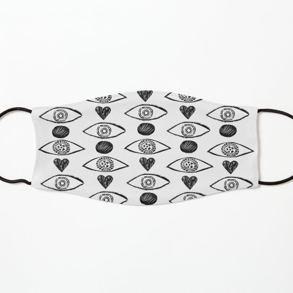 Evil Eye Black And White Linocut Pattern Kids Mask