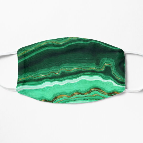 Green and Gold and Mint veined Malachite Gemstone Flat Mask