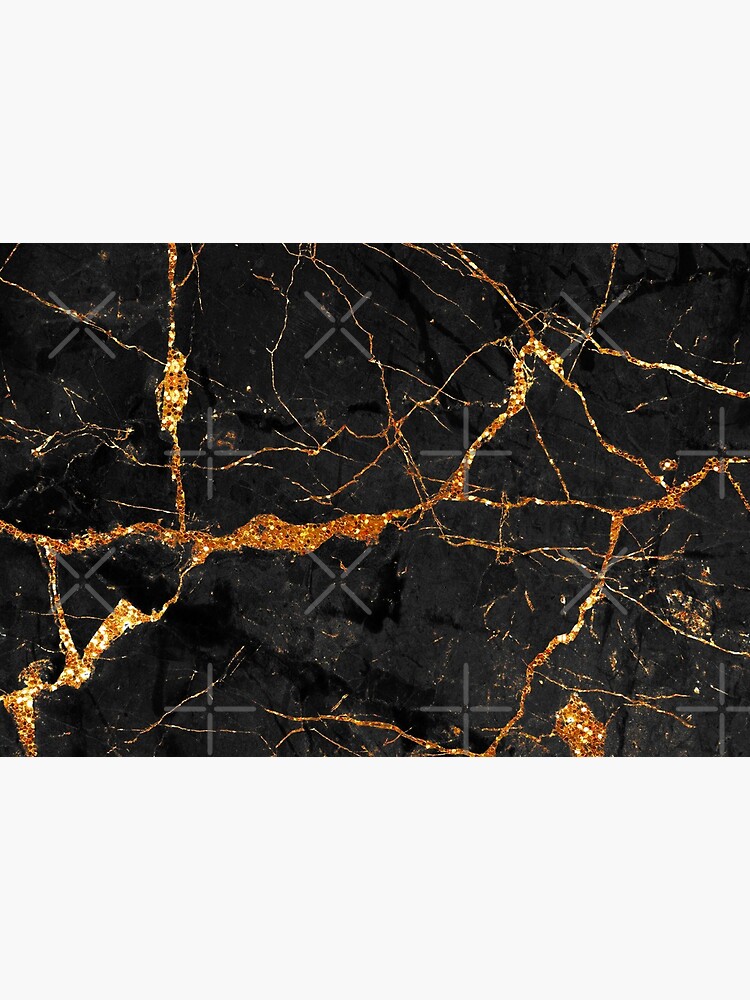 Black marble with gold glitter veins by MysticMarble