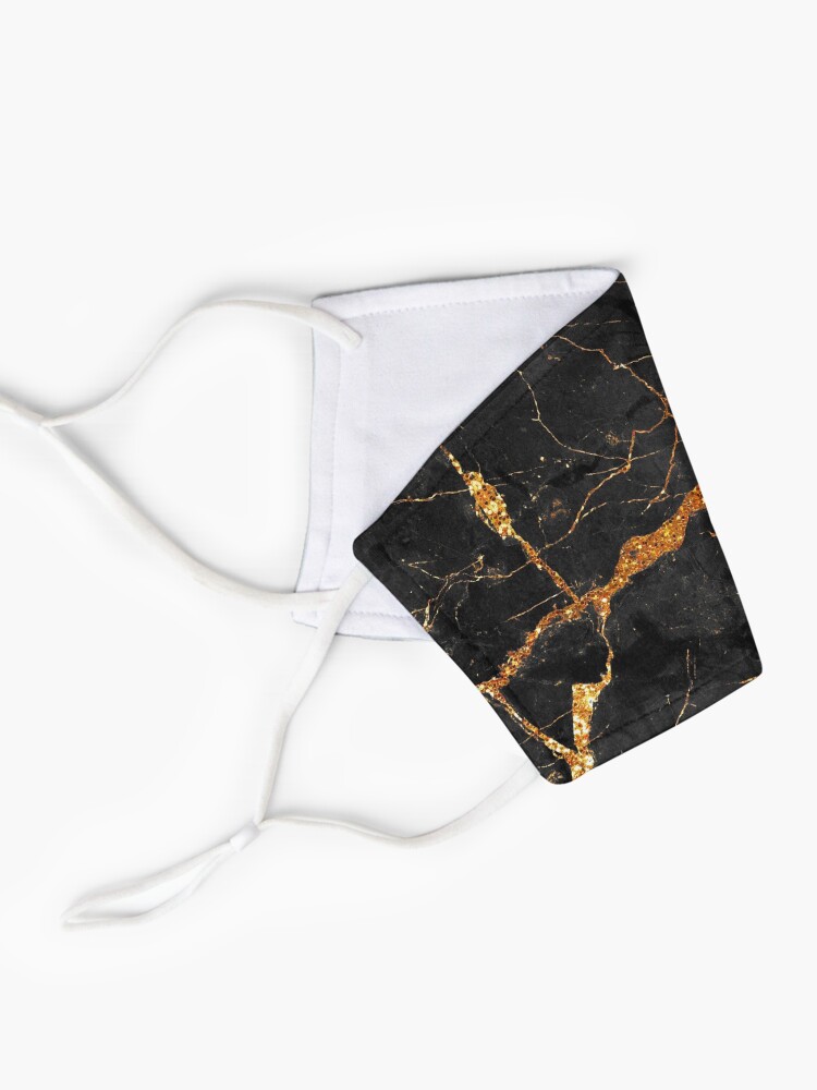 Alternate view of Black marble with gold glitter veins Mask