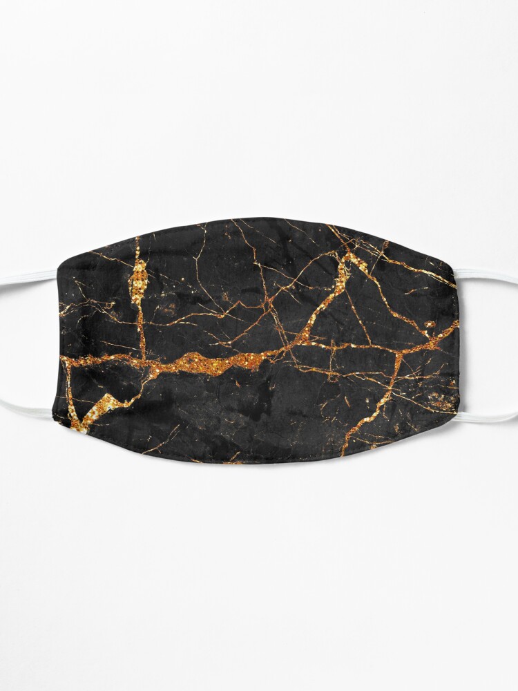 Alternate view of Black marble with gold glitter veins Mask