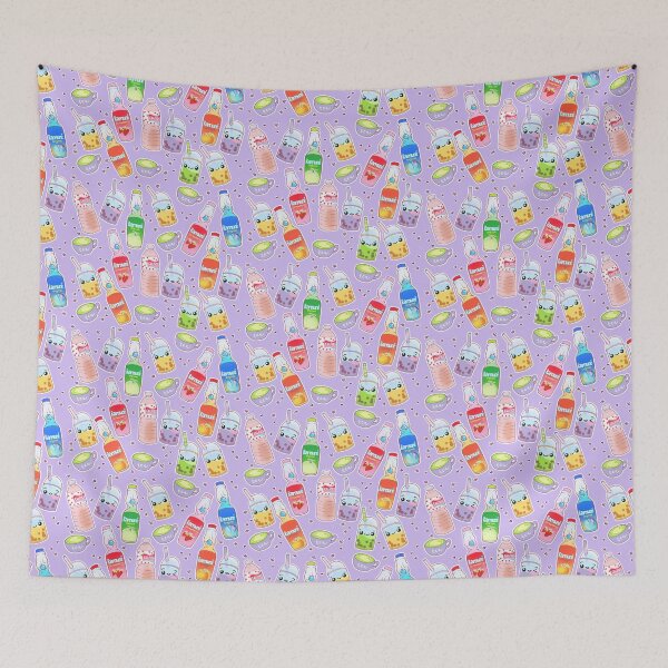 Item preview, Kawaii Drinks on Pastel Purple designed and sold by Cass Noel Studio.