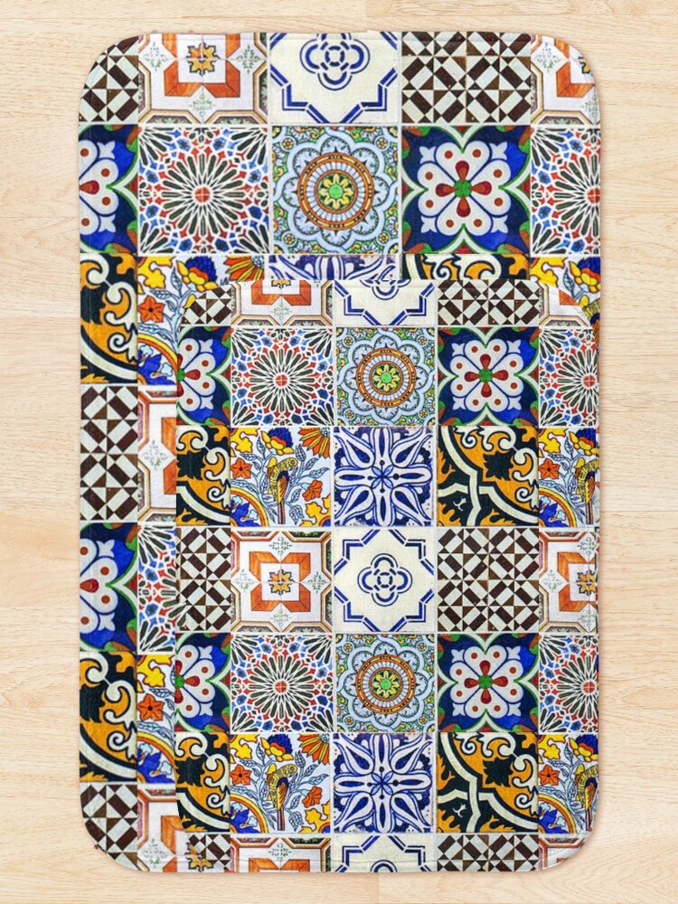 "Colorful Portuguese Tile" Bath Mat for Sale by mattpanta Redbubble